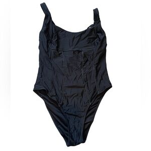 Slimming black one piece swimsuit